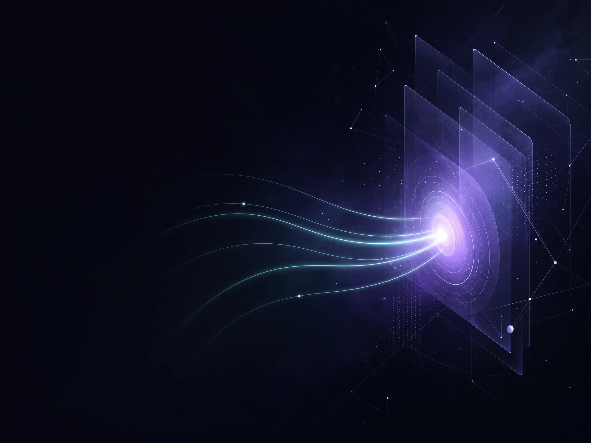 Abstract violet beacon sending mint signal waves
